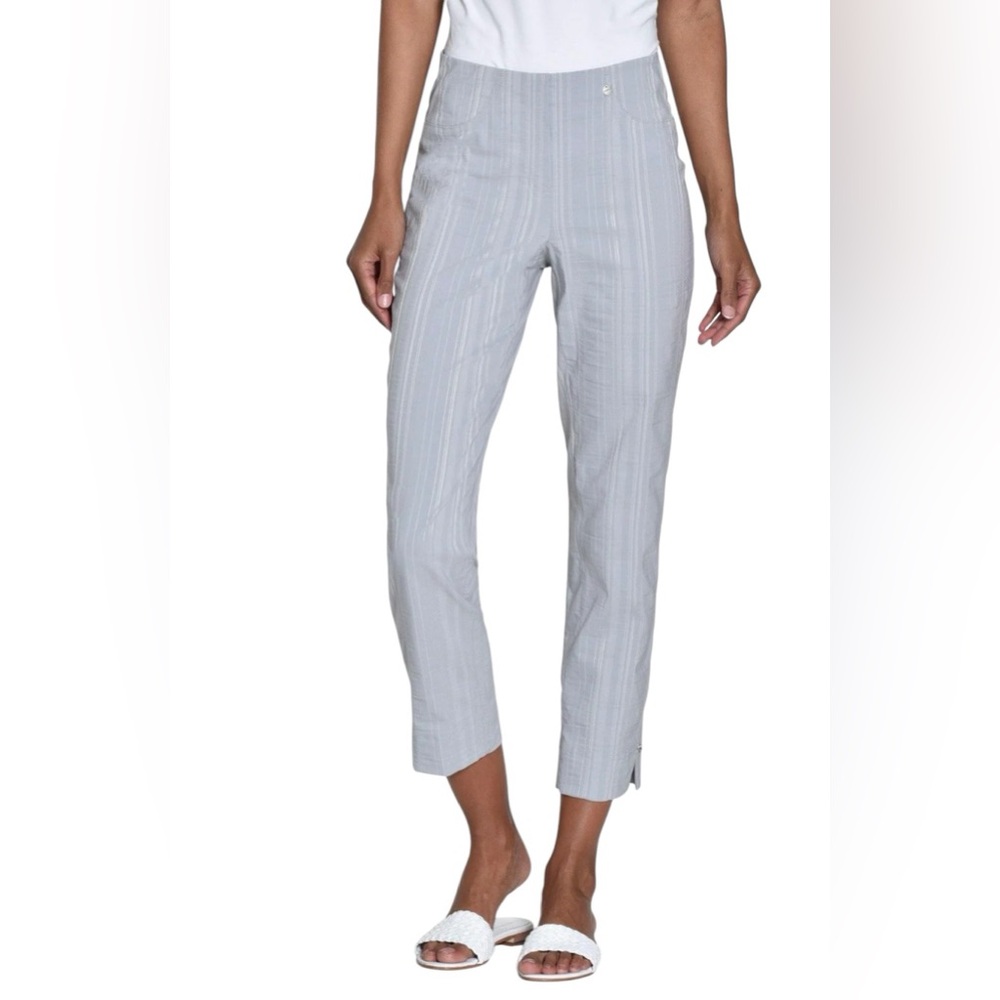 ROBELL Gray White Striped Modell Marie 07 Women’s Crop Trouser Pants Size Small - Picture 2 of 11